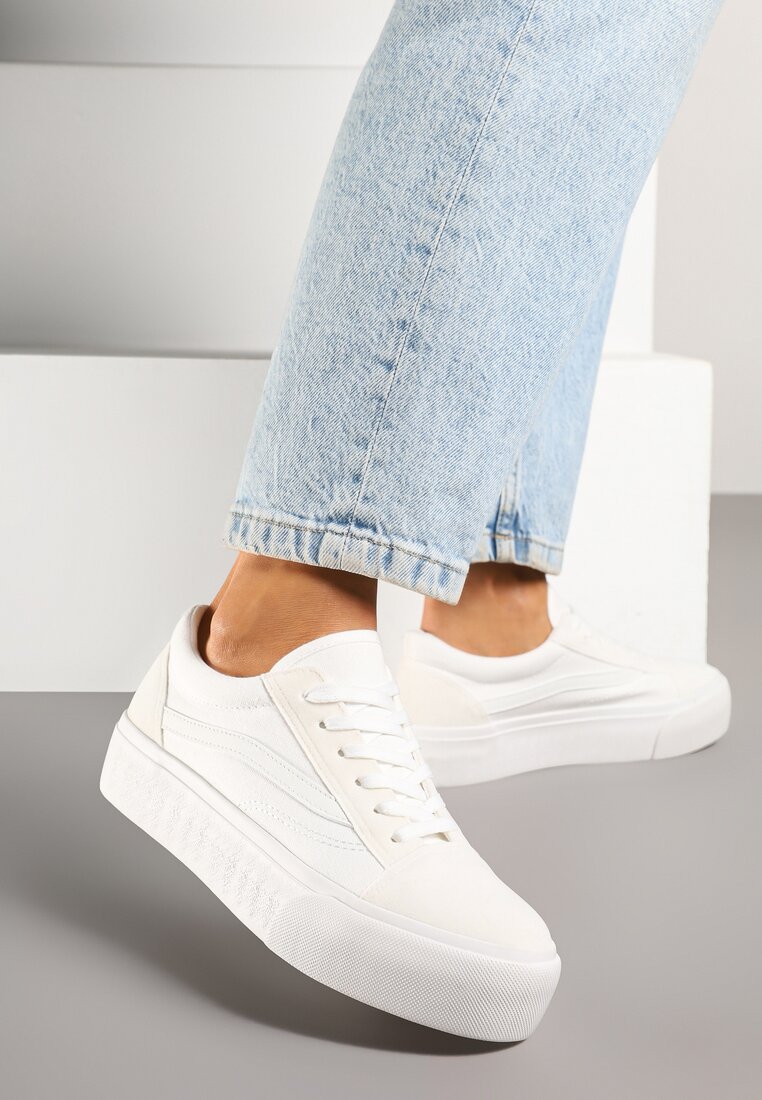 Adidași Albi cu design clasic pe platformă joasă Mepaira