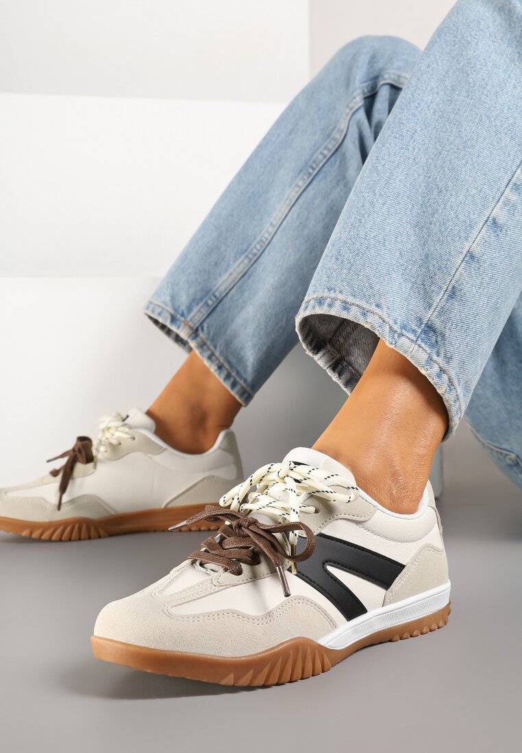 Adidași Bej în stil Tenisi Iconici cu șireturi duble Nilaviela