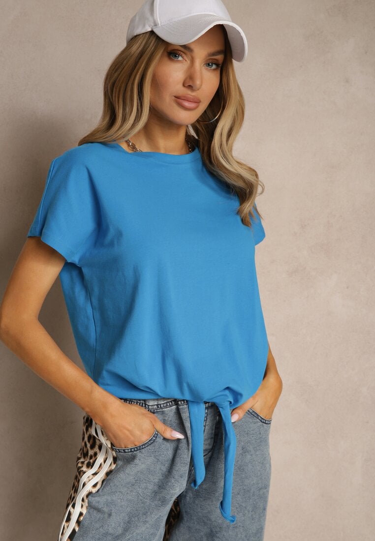 Tricou Albastru deschis De bumbac Legat la bază Sunalina