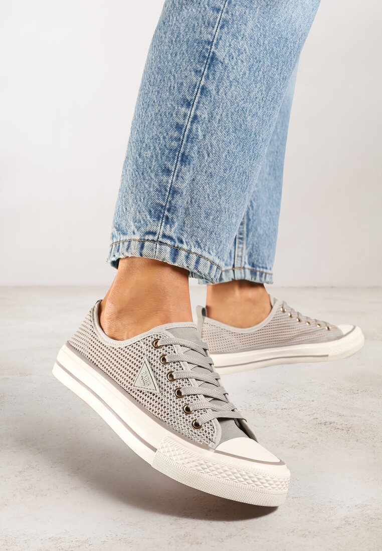 Tenisi Croșetați Gri deschis cu Fason Clasic Vovessa