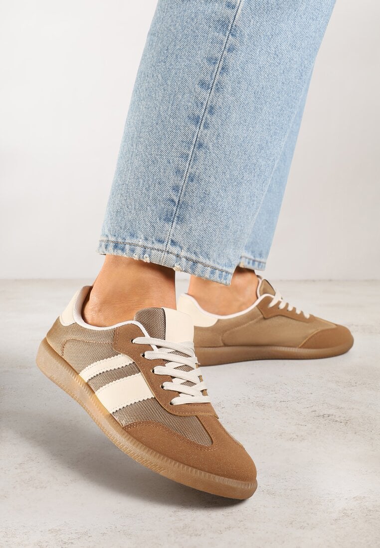 Adidași Bej închis în stil de teniși Decorați cu dungi Jenaniela