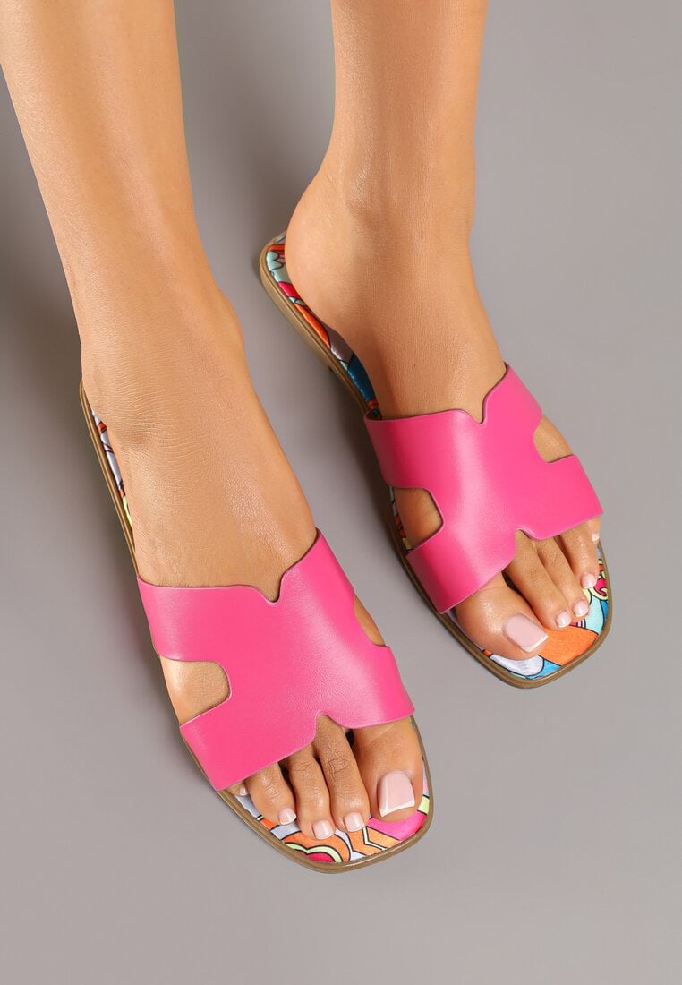 Papuci Fucsia Decorați cu Model Geometric Pumore