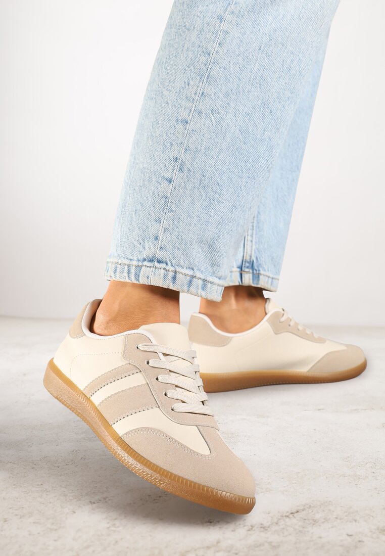 Adidași bej închis stil tenis cu benzi Danareth