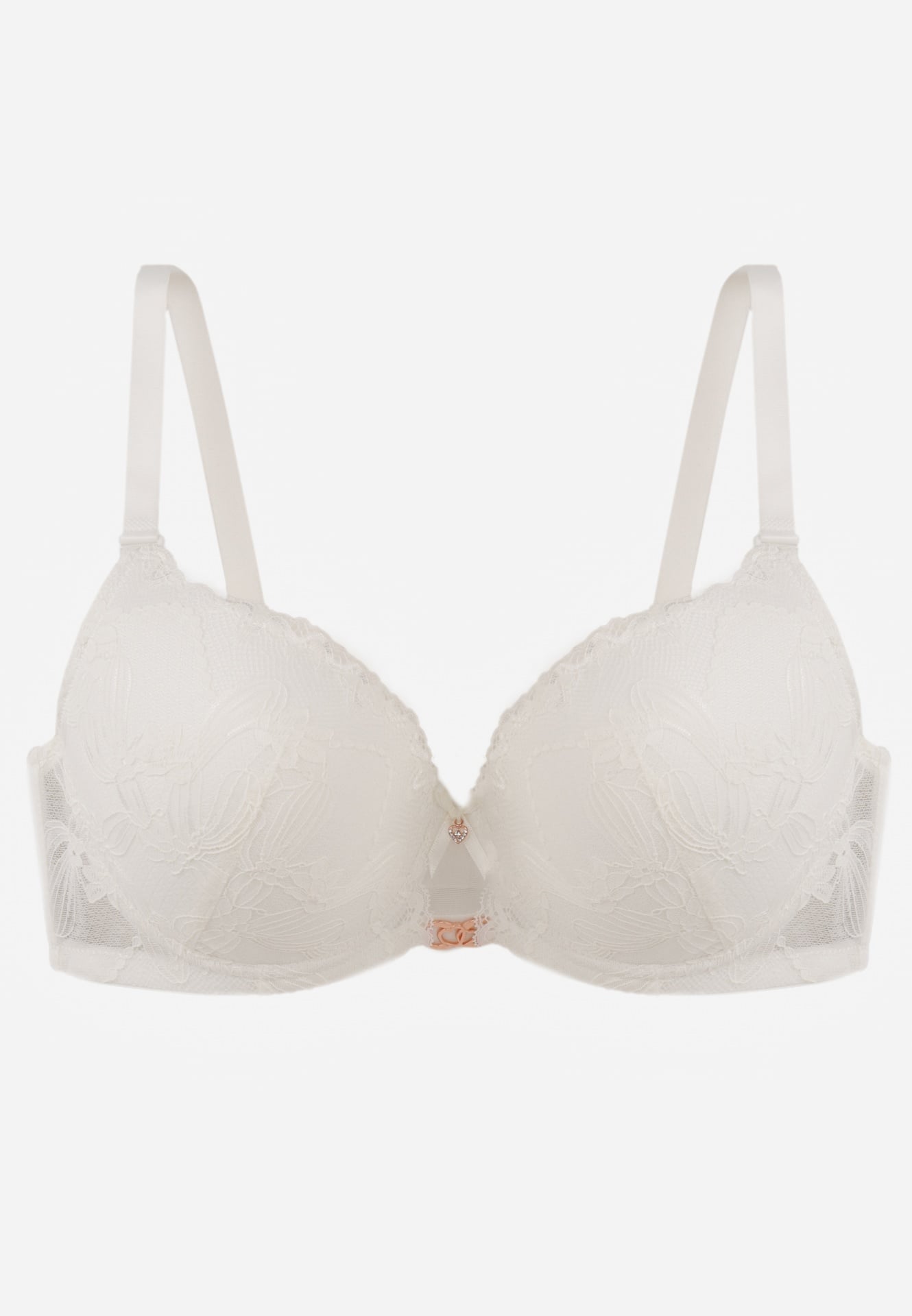 Sutien bej deschis din dantelă cu aplicație metalică Dorzedi