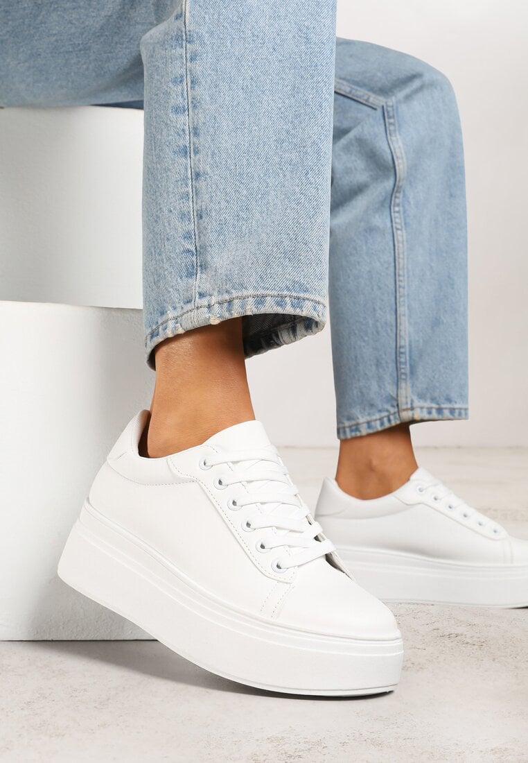 Sneakersi Basic Albi cu platformă Milio