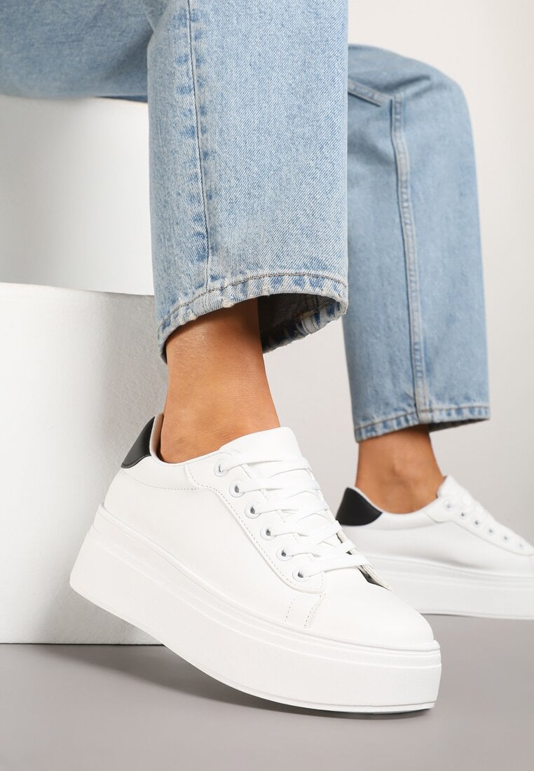 Adidași Basici Alb-Negru cu platformă Milio