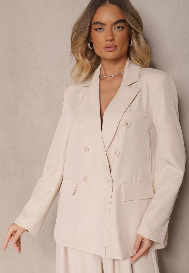 Sacou Bej deschis La două rânduri cu umeri întăriți Emivori