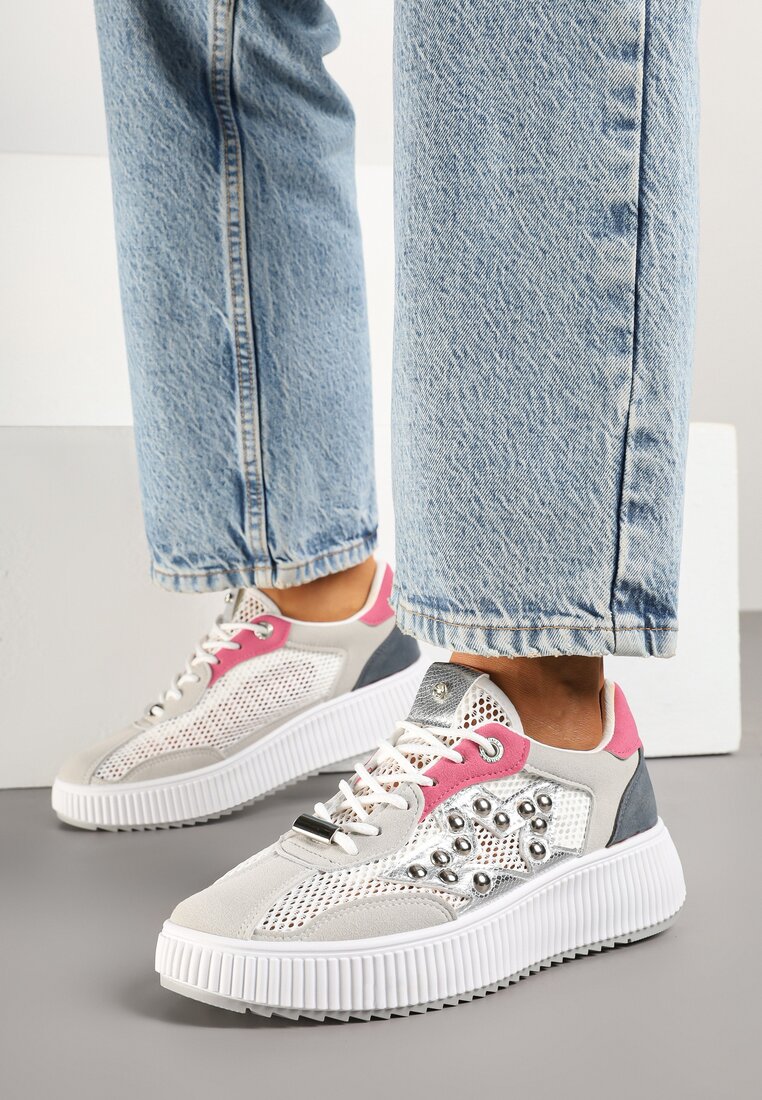 Adidași Gri-Roz Decorați cu o stea și capse Zeloti