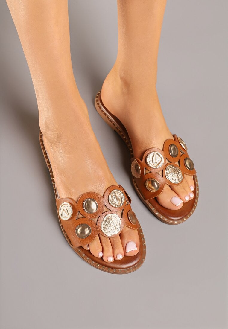 Papuci Maro deschis Decorați cu Aplicații Metalice Sepalie