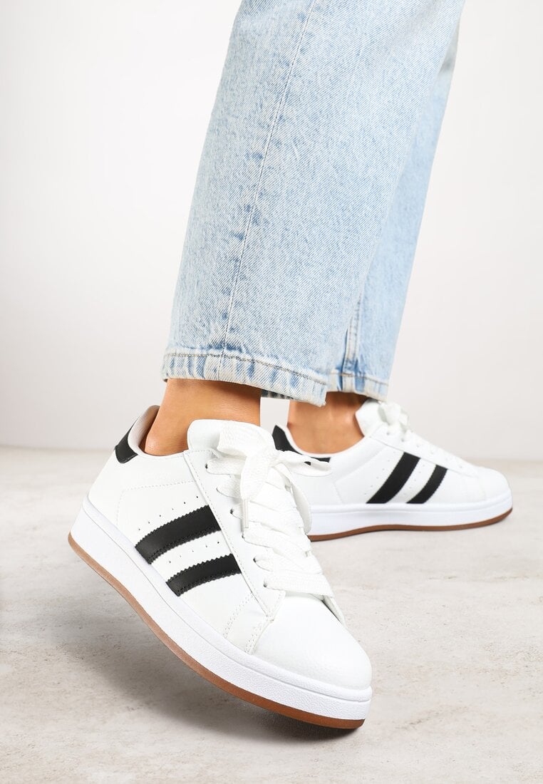 Adidași Albi în Stilul Tenișilor Iconici cu Benzi Decorative Marazea