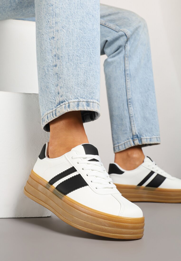 Adidași Albi Iconici Tenisi cu Benzi Decorative Vandell