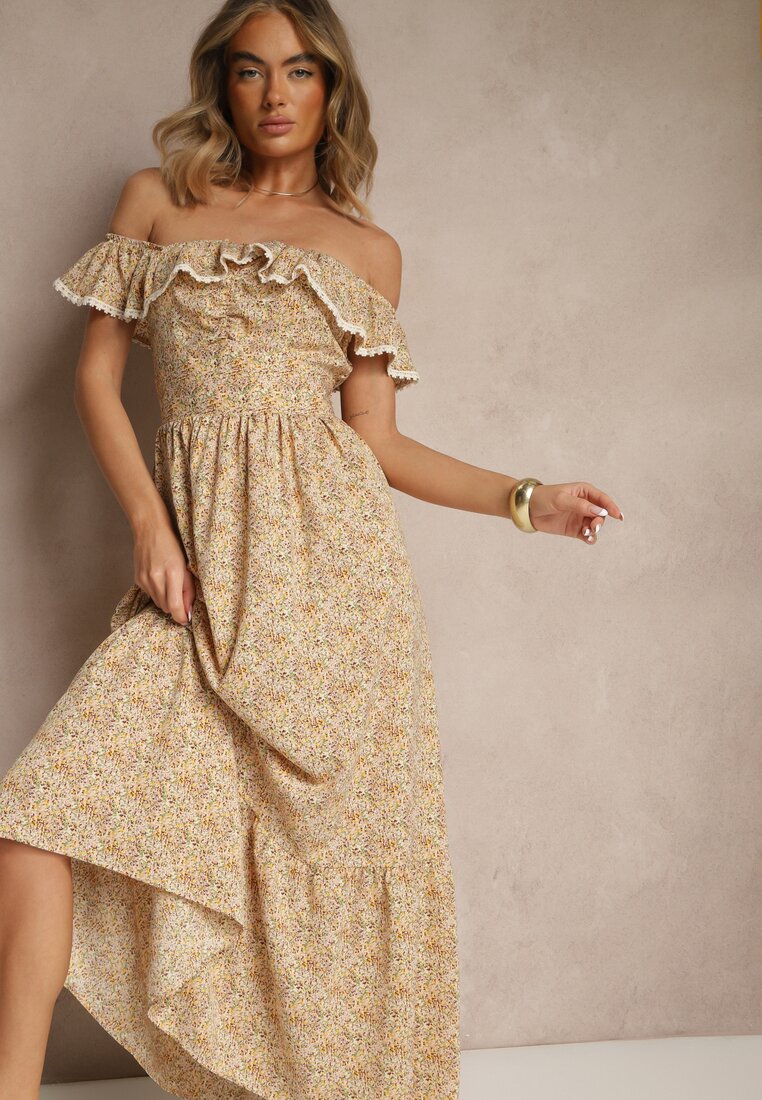 Rochie Galbenă cu Volănașe Decorative Folanne