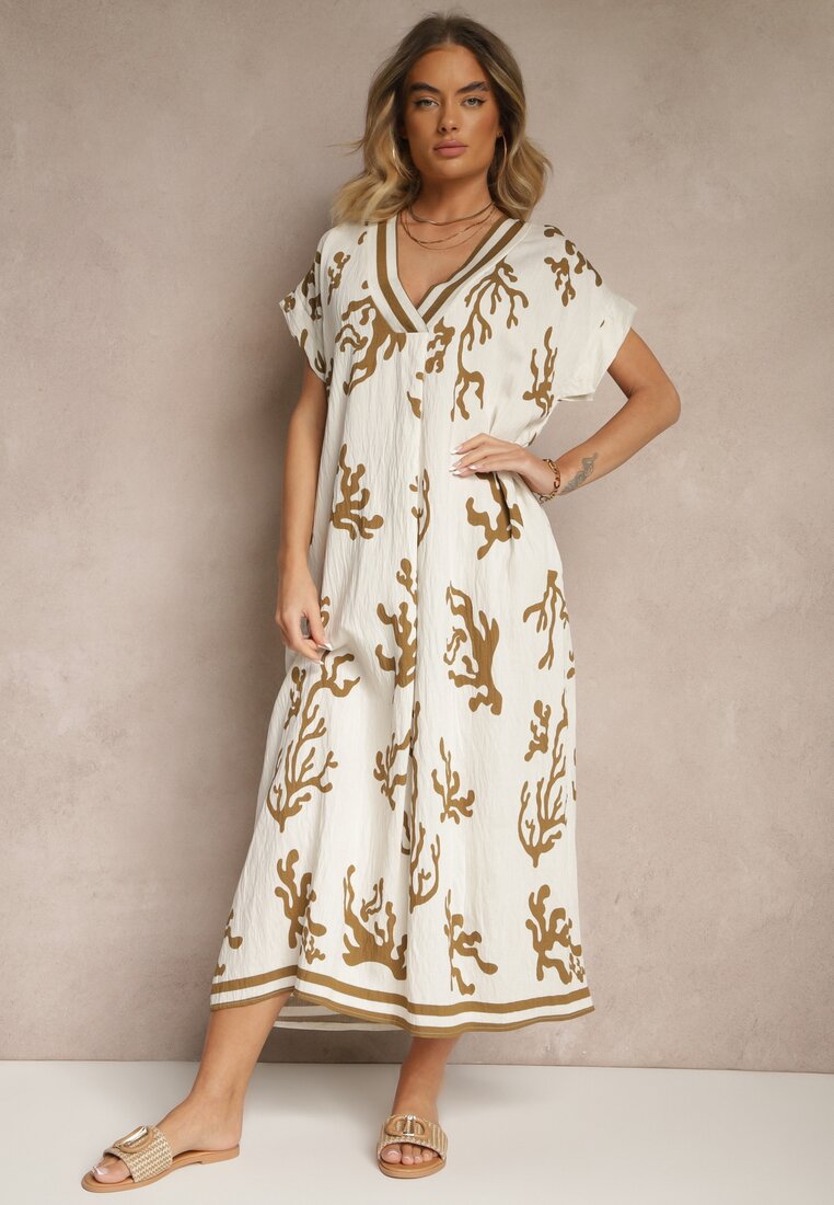 Rochie Maro-Bej cu In și Viscoză cu croi tip cutie Sadirene