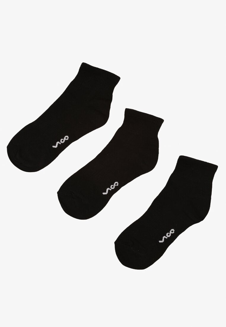 Șosete Negre de bumbac la gleznă decorate cu inscripția Folmeva