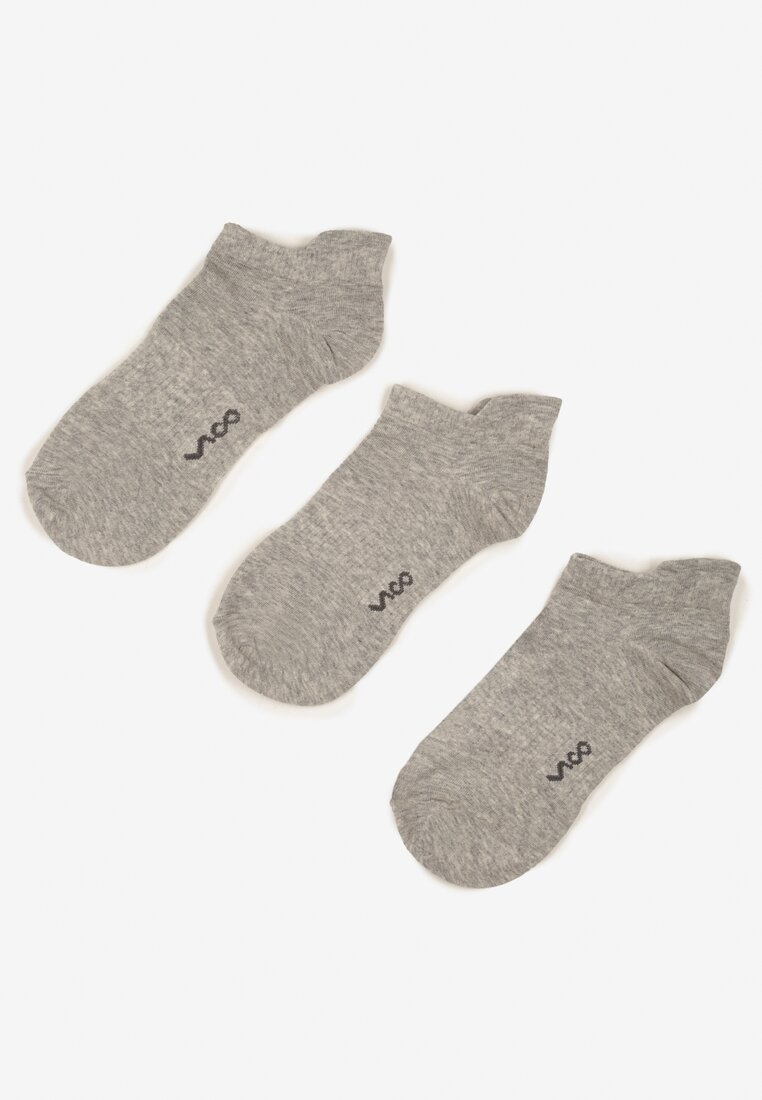 3-pack Șosete gri deschis din bumbac stil șosete invizibile decorate cu inscripție Marenala