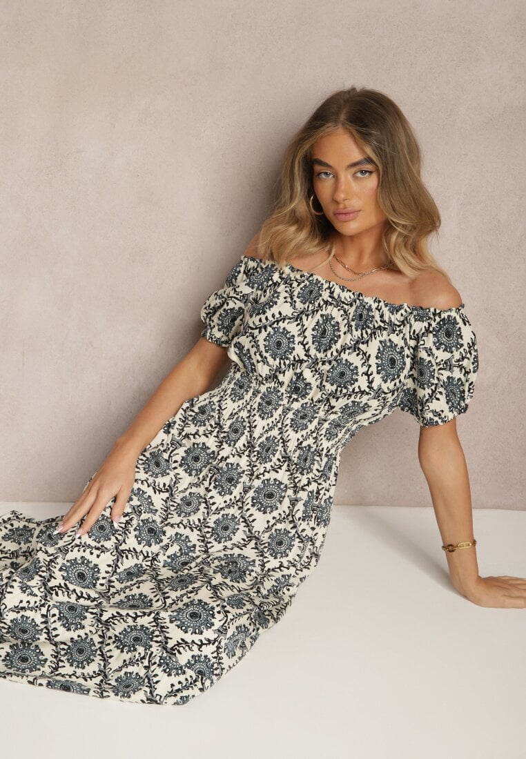 Rochie Neagră cu bumbac ornată cu mâneci bufante Revalle