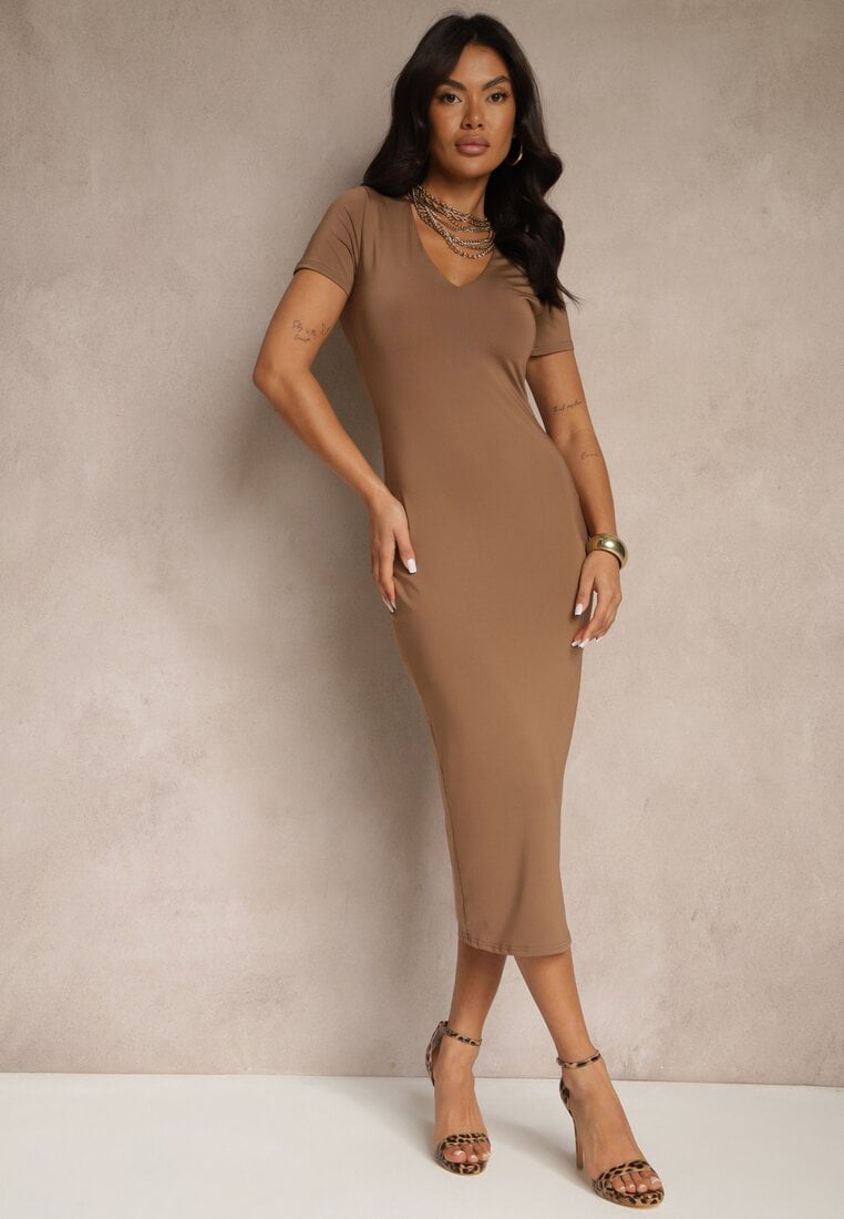 Rochie Maro Bodycon cu croială mulată cu decolteu în V Efrerina