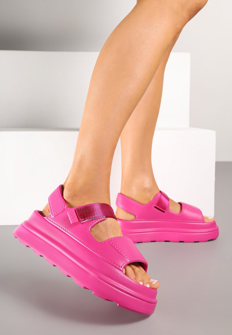 Sandale Fucsia Chunky din Spumă cu Platformă cu Scai Oballia