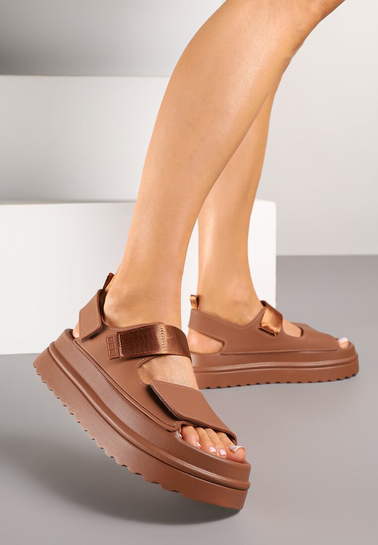 Sandale Maro Chunky cu Platformă cu închidere cu scai Lorovia