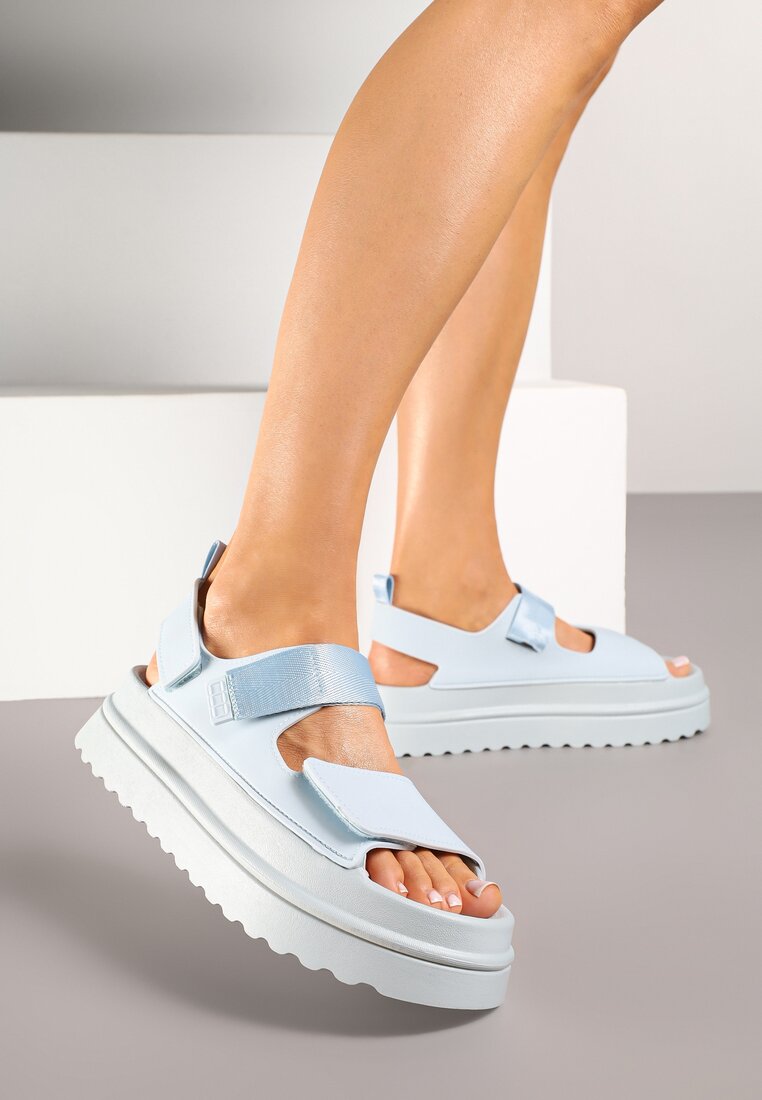 Sandale Albastre Chunky cu Platformă cu Închidere cu Scai Lorovia