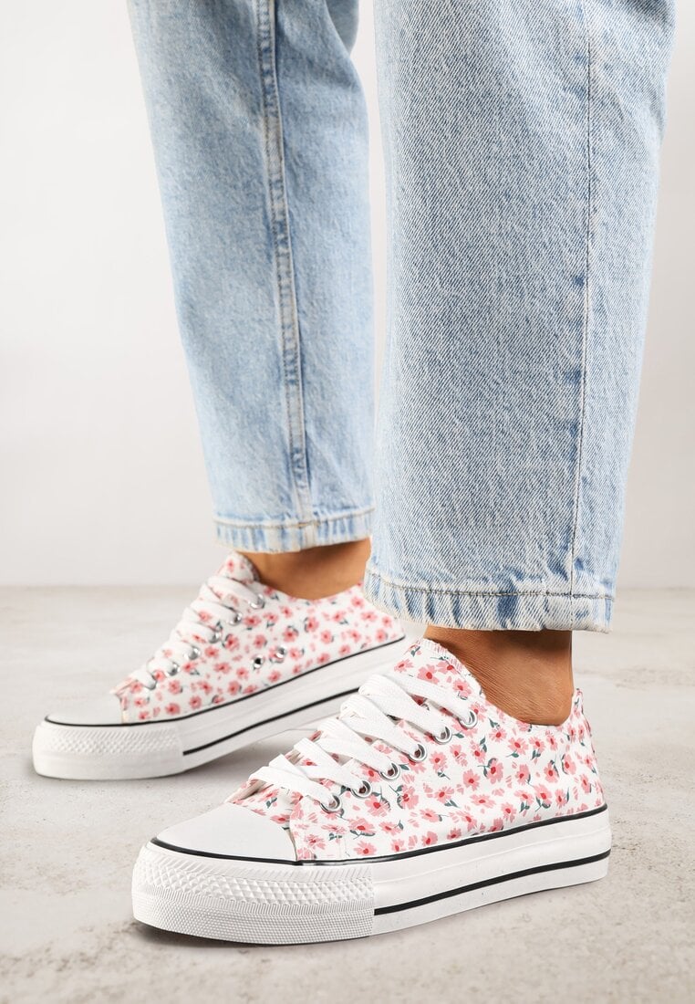 Adidași roz casual cu flori Foleriella