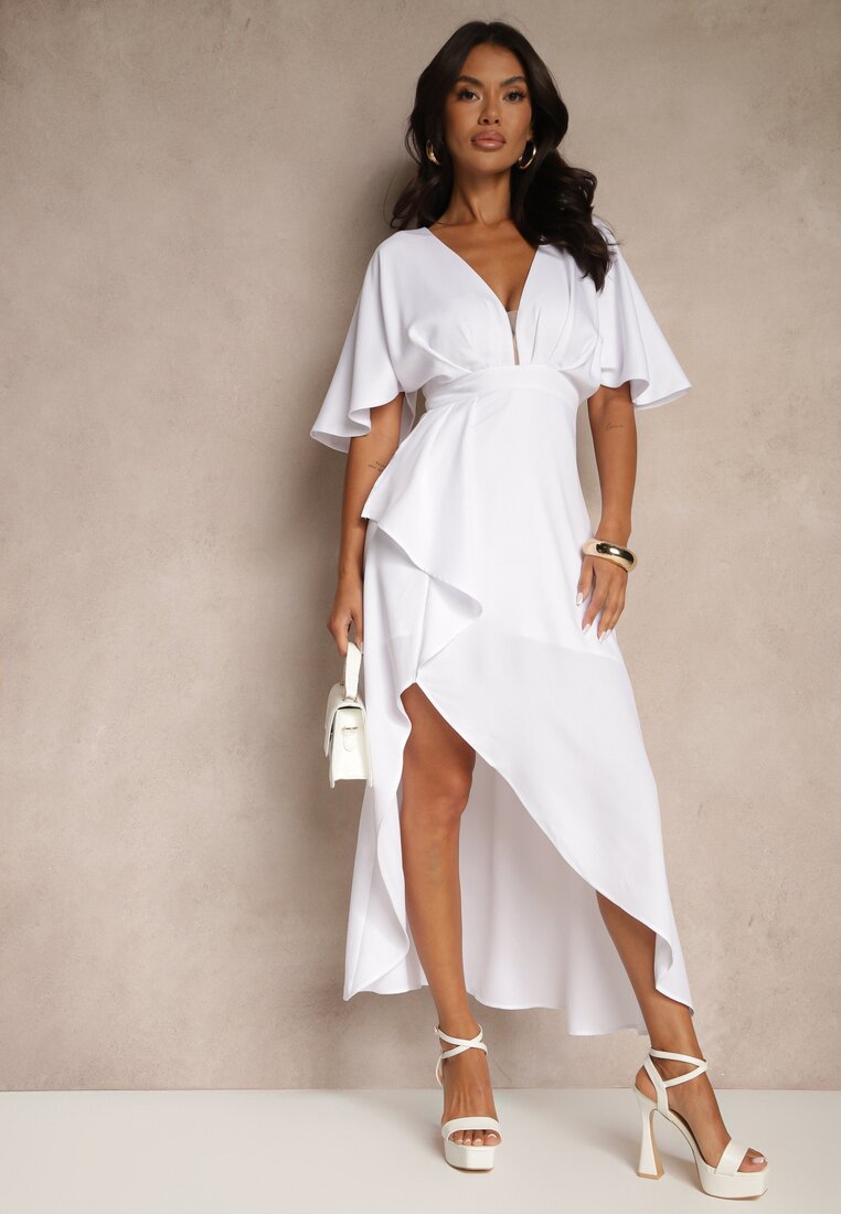 Rochie de cocktail Bej deschis Asimetrică Vices Decorată cu volan Nelioraia