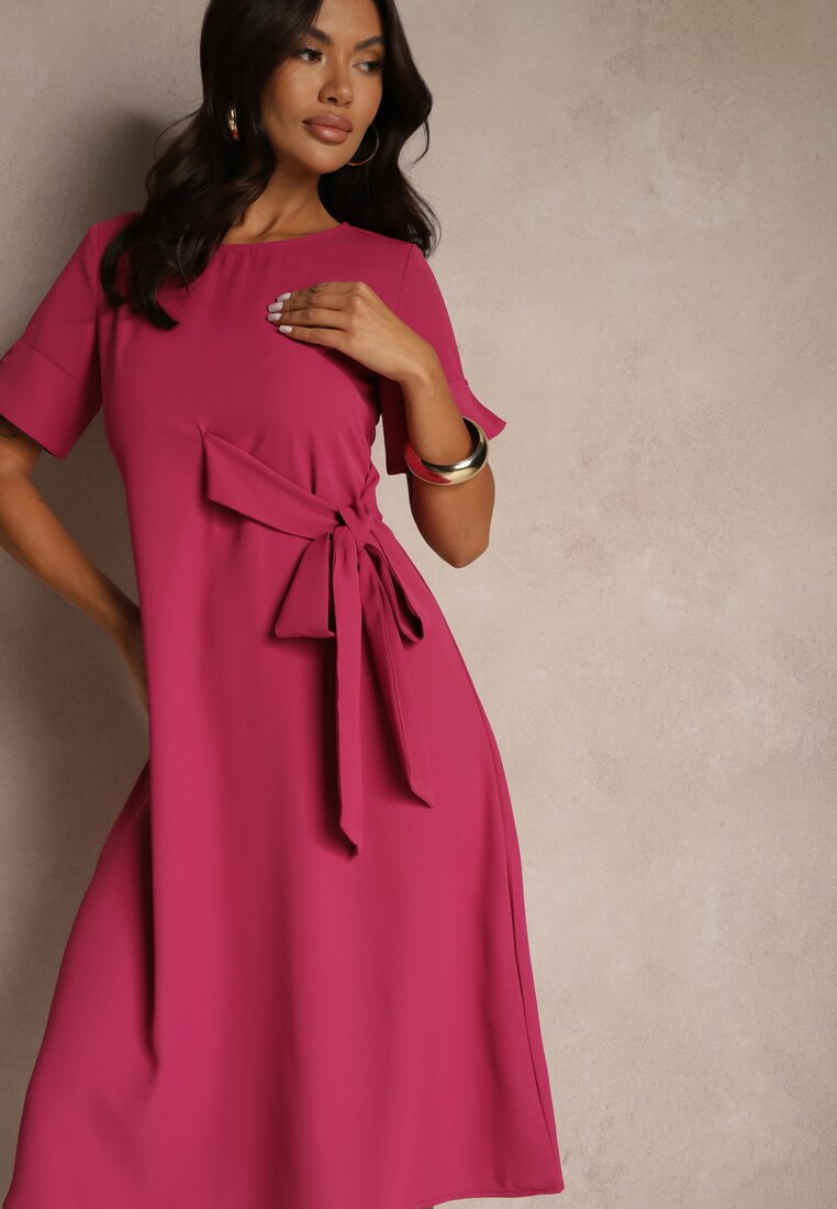 Rochie Violetă Cloș Vices Decorată Cu Legătură Folarenne