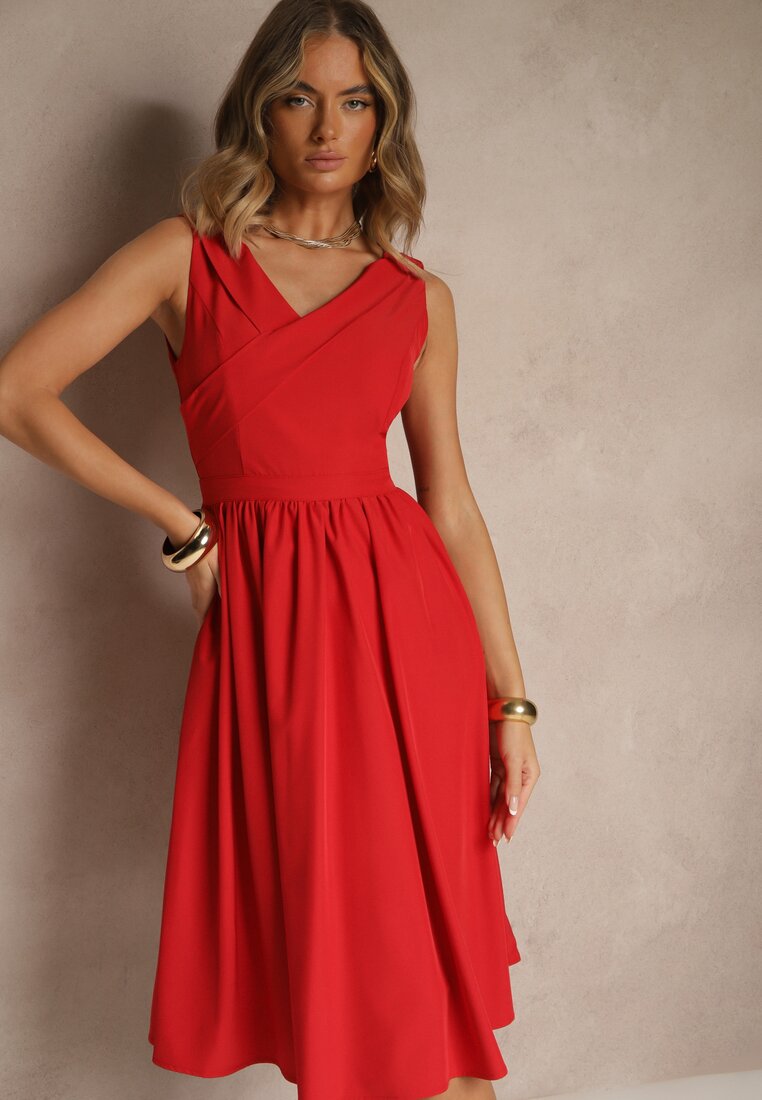 Rochie De bază Roșie Vices cu croi evazat Tolaneia