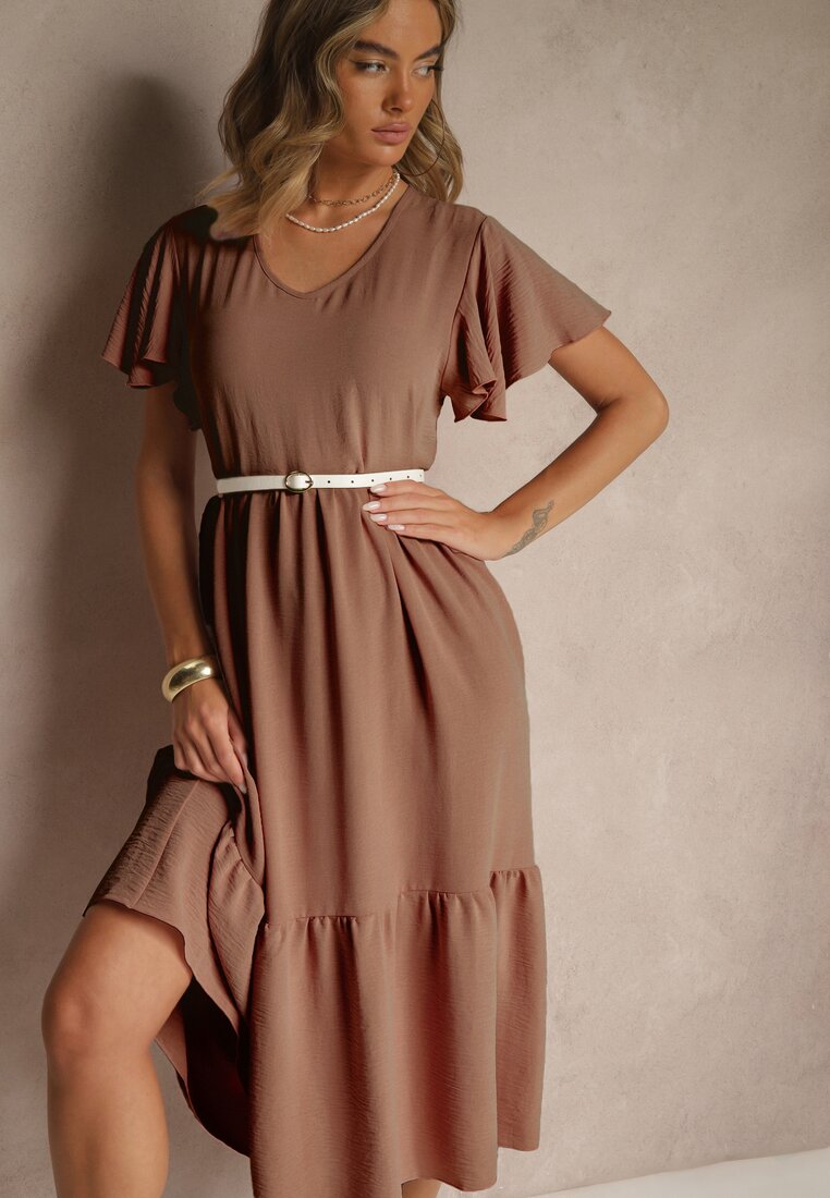 Rochie Maro Evazată cu Viscoză în Stil Casual Filarenna