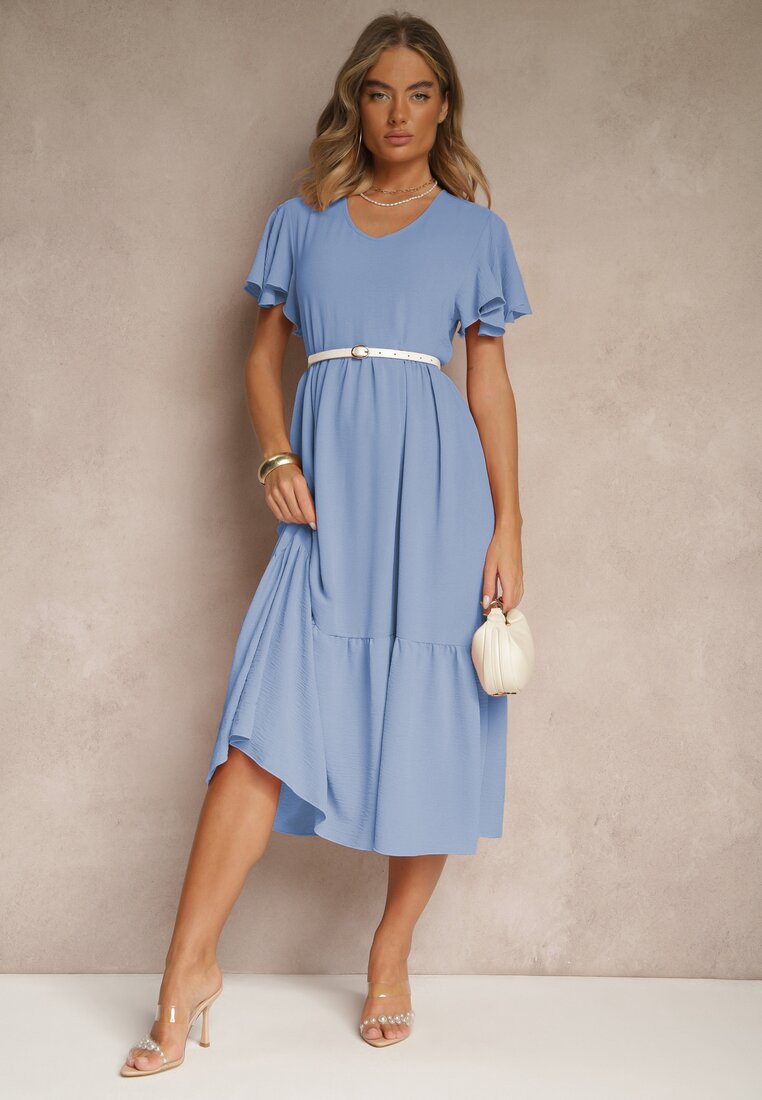 Rochie Cloș Albastră Deschisă cu Viscoză în Stil Casual Filarenna