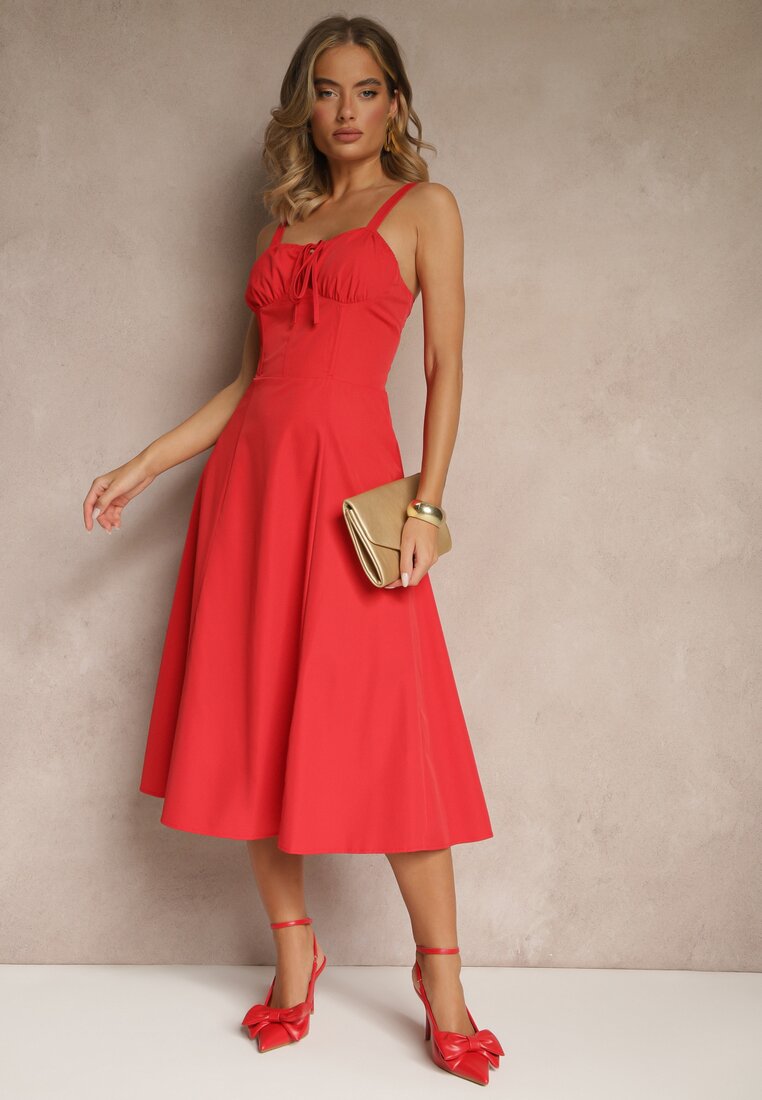 Rochie de cocktail roșie tip corset Vices cu partea de jos evazată Kolinnea