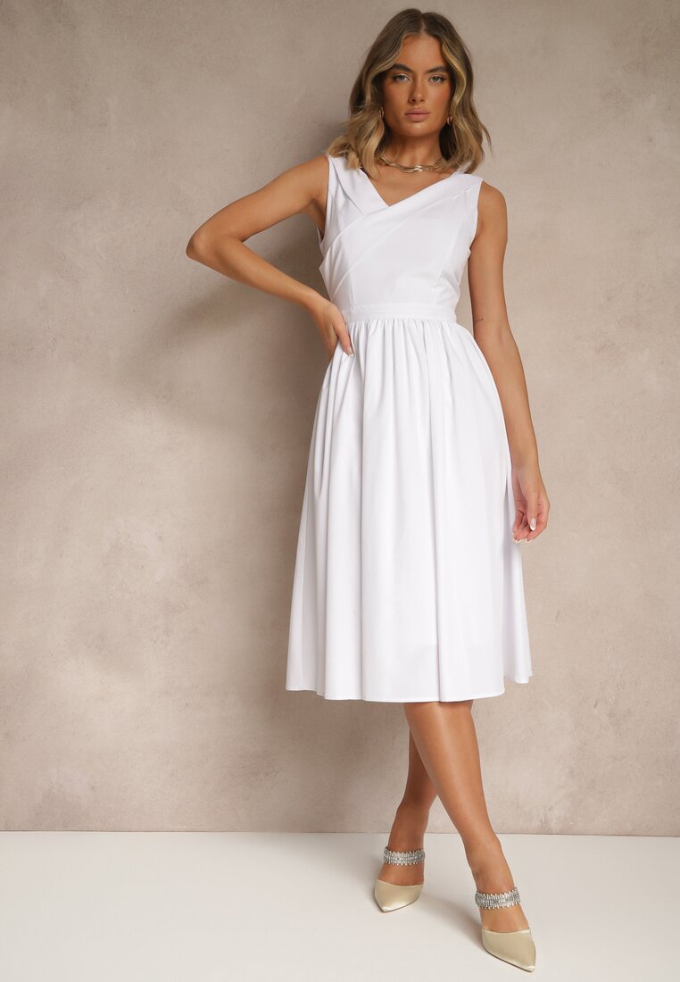 Rochie Albă Basic Vices cu croială evazată Tolaneia