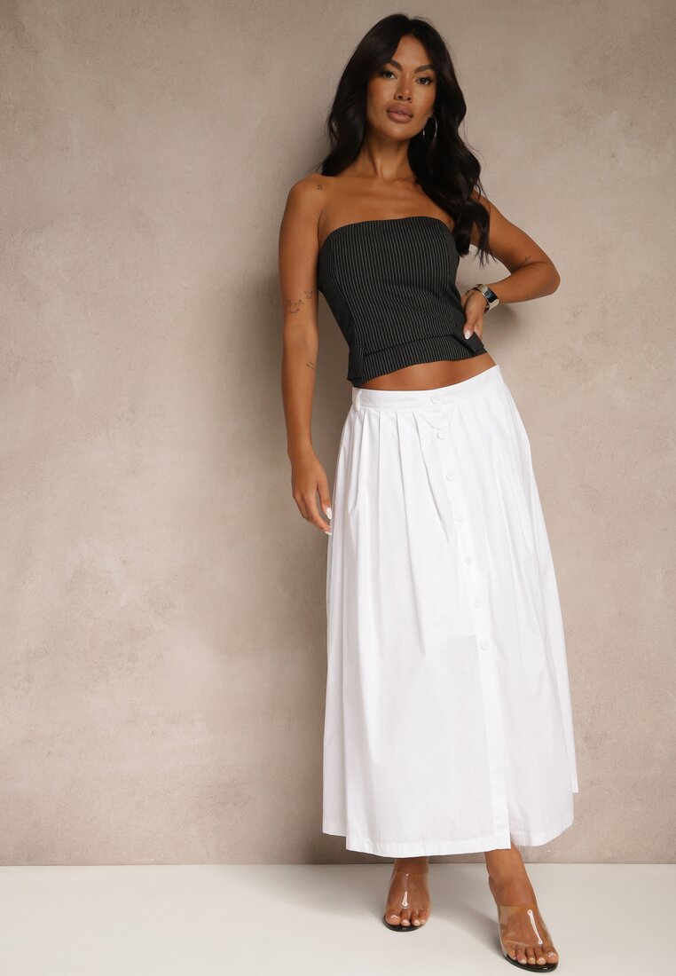 Fustă cloș albă din bumbac Haluvia