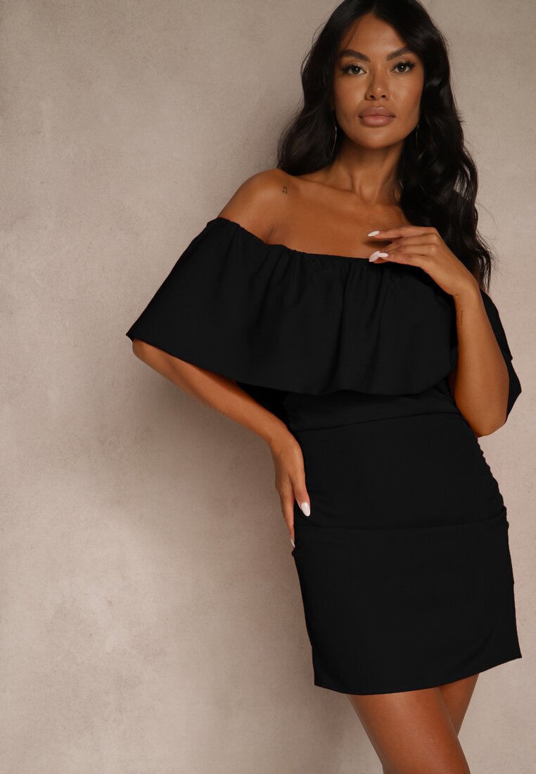 Rochie de Cocktail Neagră Vices cu Decolteu Spaniol Penare