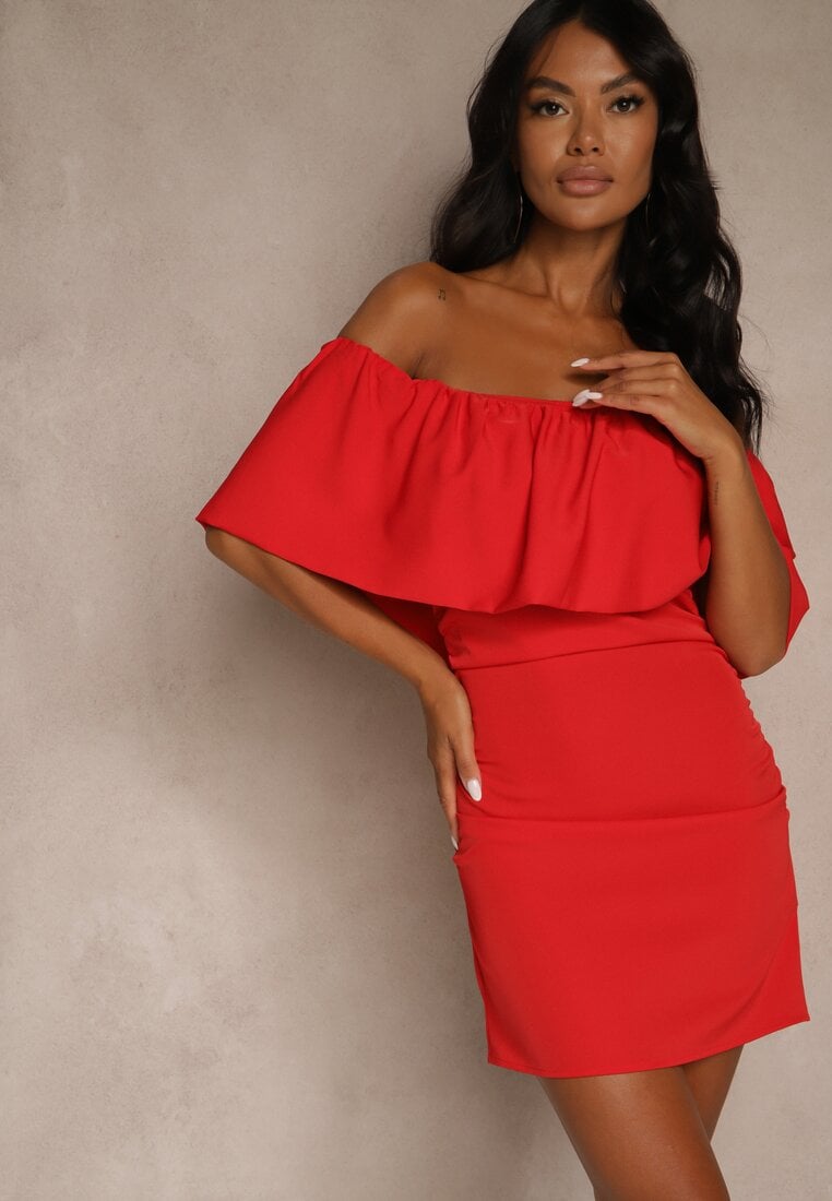 Rochie de Cocktail Roșie Vices cu Decolteu Spaniol Penare