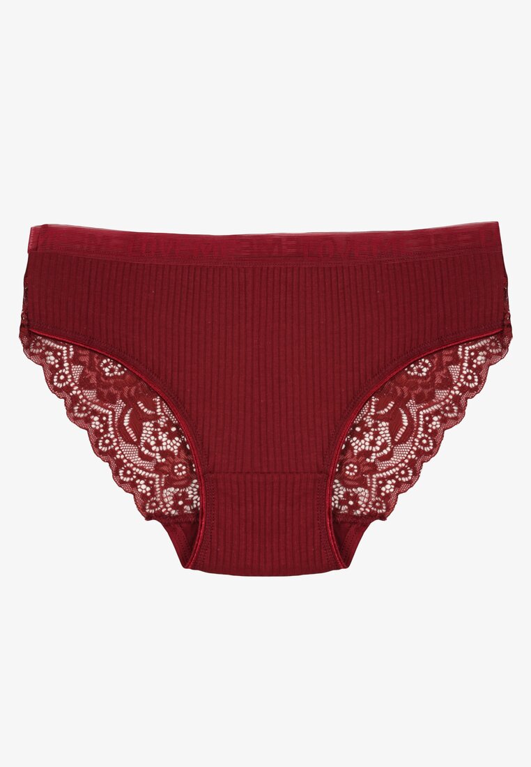 Chiloți slip Visinii Din bumbac Din țesătură rebrată Cu dantelă Erqelia