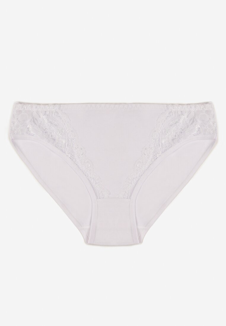 Chiloți clasici Albi din bumbac cu dantelă decorativă Ersenlia