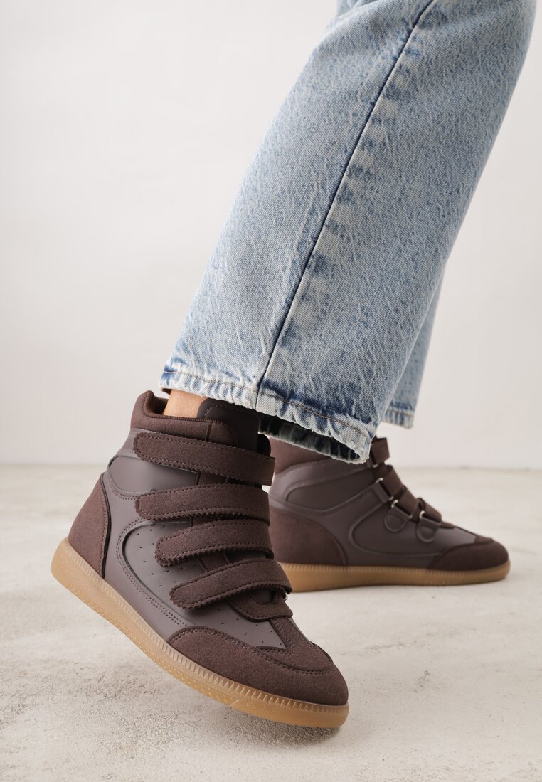 Sneakers Maro pe Pană Ascunsă Decorate cu Cusături Tlavie