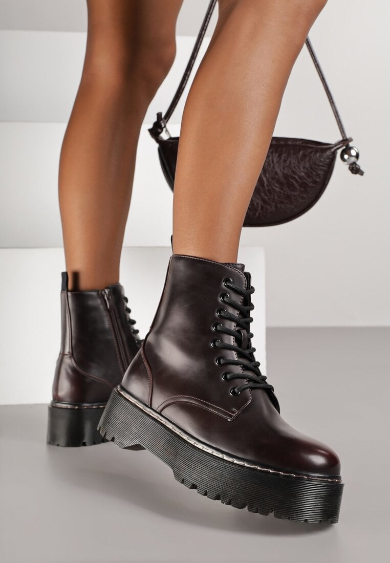 Ghete bordo cu platformă stil worker Marixana