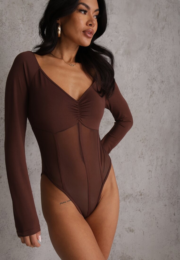 Body Maro Vices stil Longsleeve cu Decolteu în formă de V Asstre