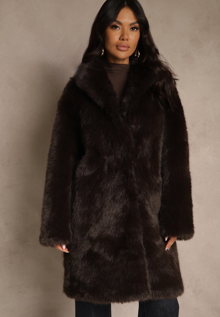 Palton Lung De blană Maro Otirona