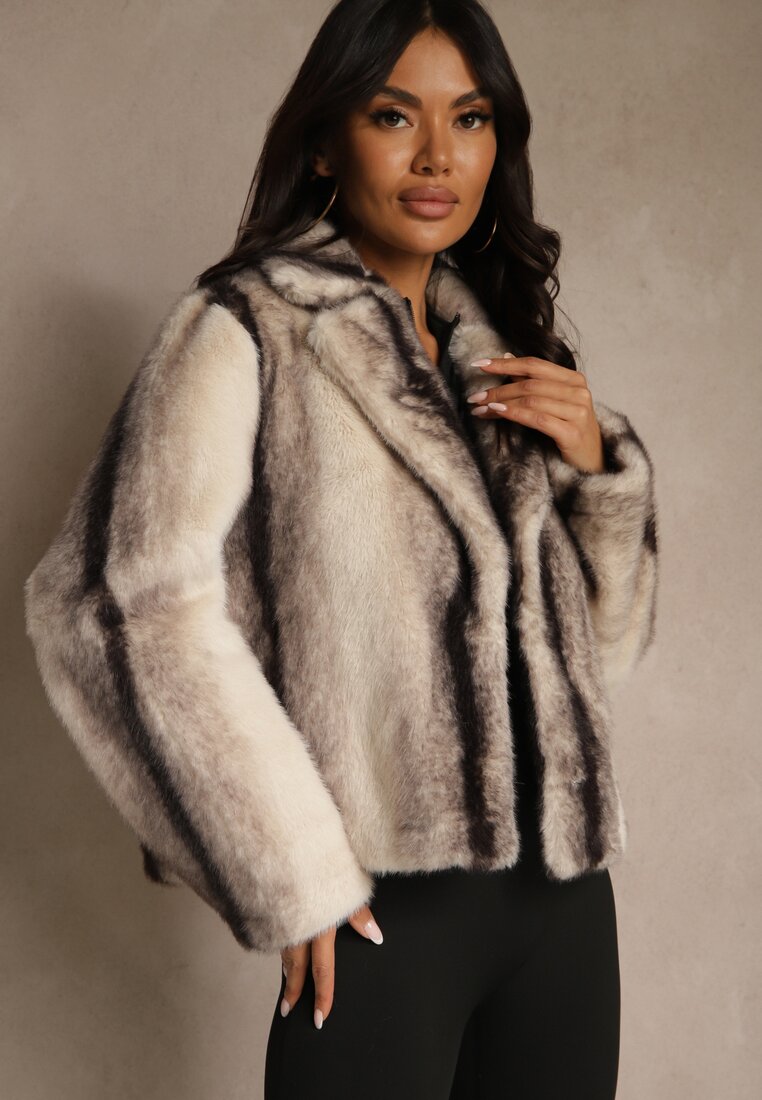 Jachetă Scurtă Bej Blană cu un singur rând de nasturi Lanella