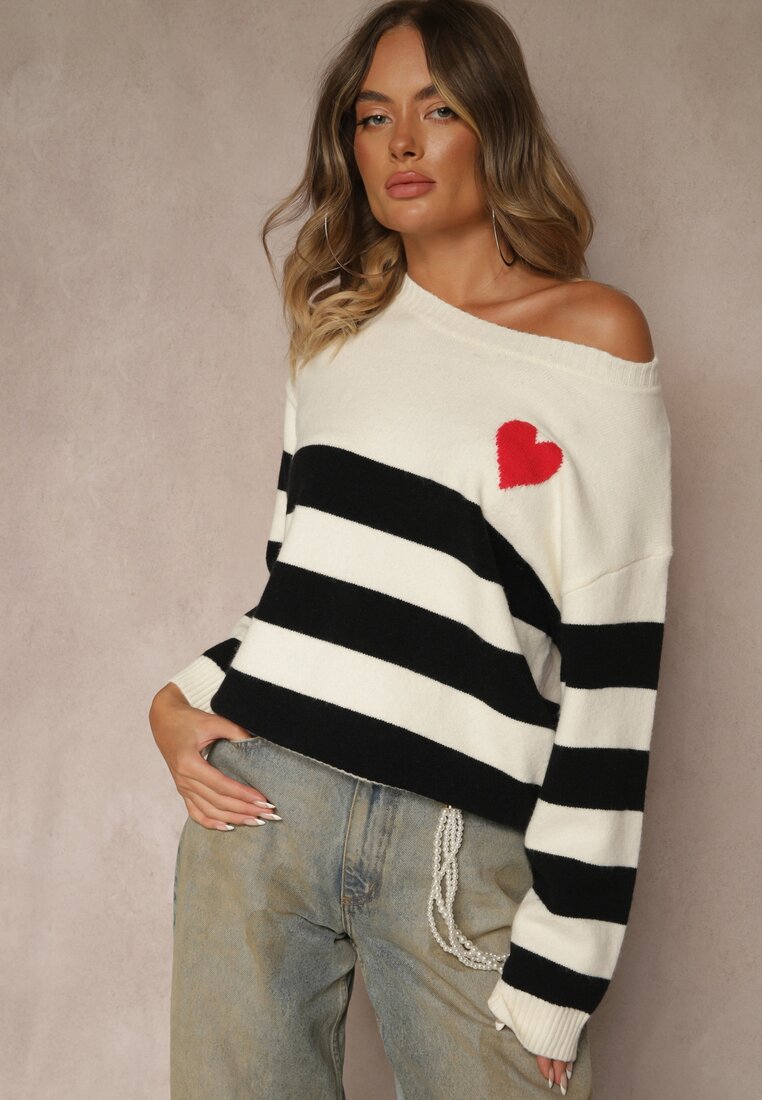 Pulover simplu bej deschis cu amestec de cașmir decorat cu model în dungi Tarvane