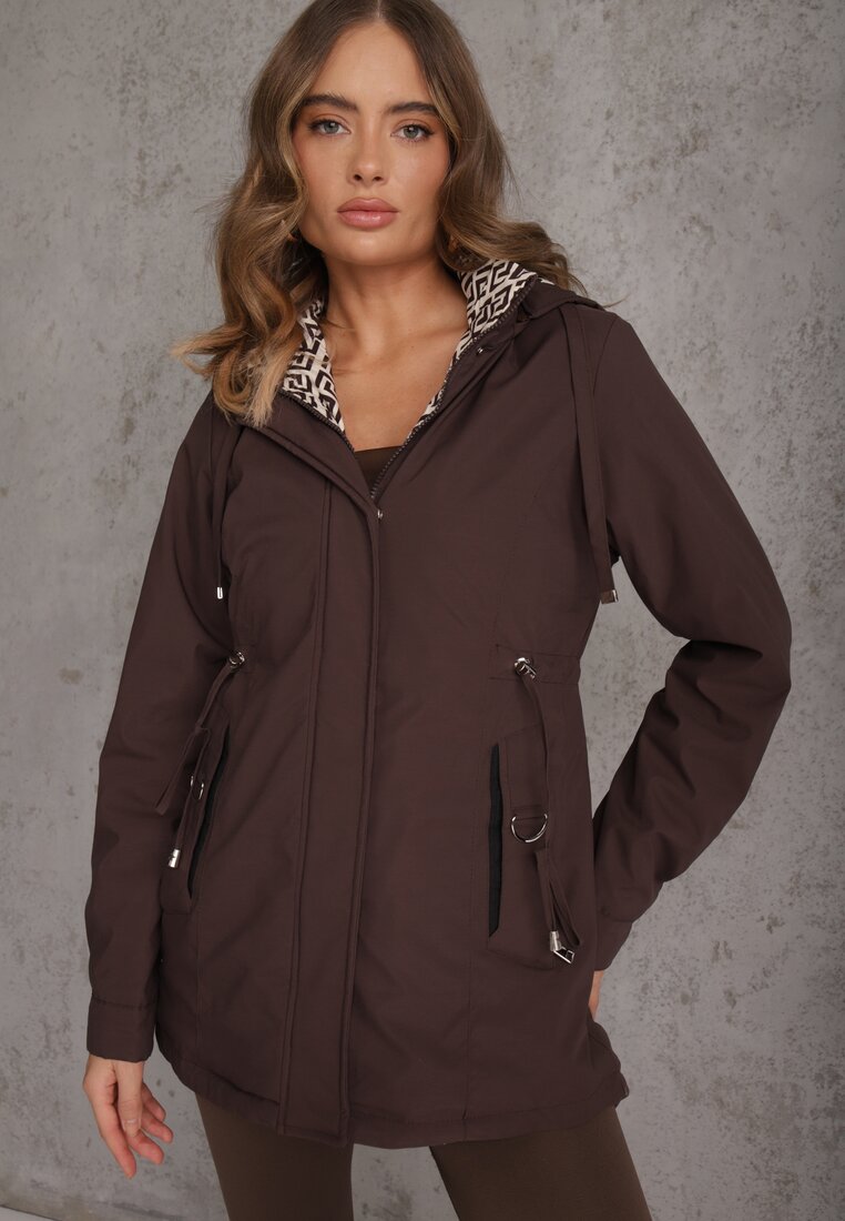 Geacă Parka Maro cu Glugă cu Model Original pe Interior Tiosara