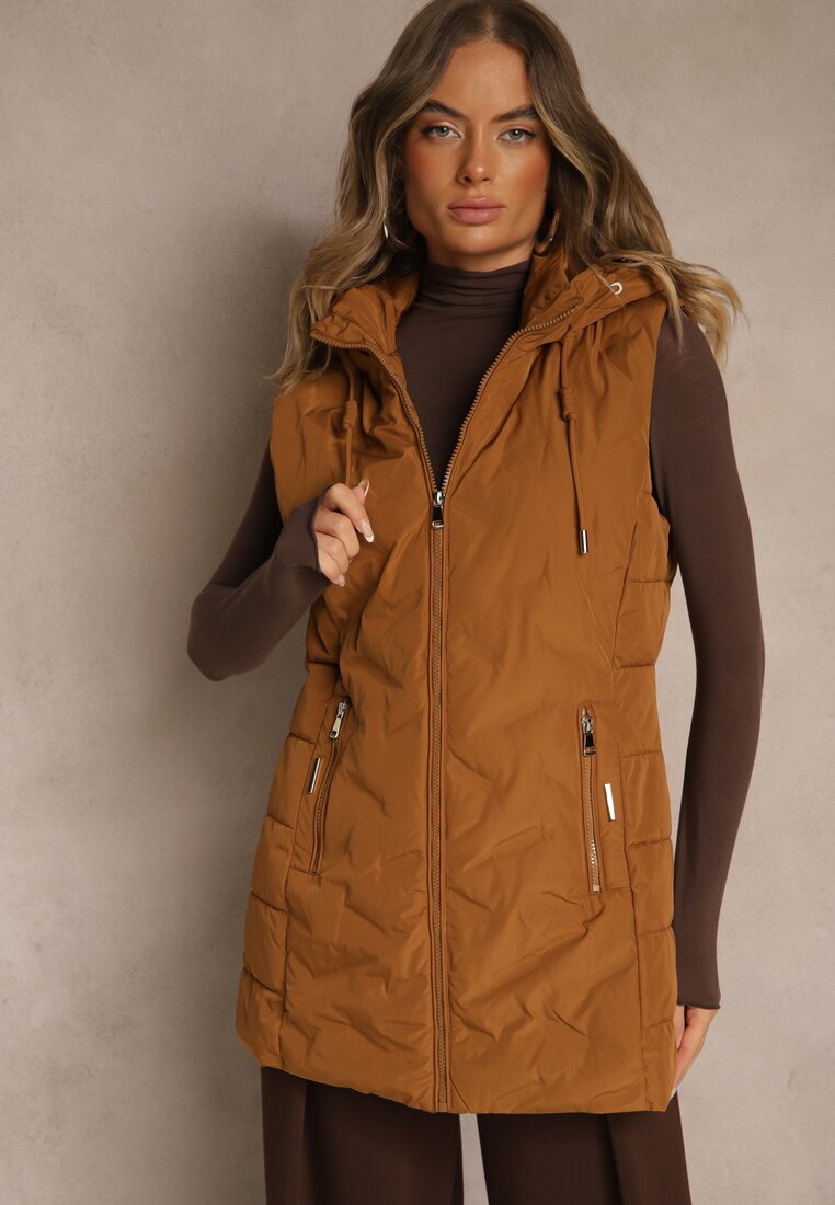 Vestă Maro Cambrată De tranziție cu Glugă Olepia