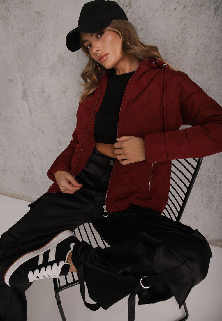 Jachetă Matlasată De tranziție Bordo cu glugă detașabilă Olantta