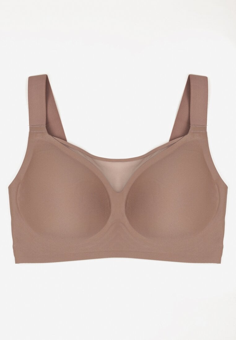 Sutien Bej Închis cu bretele late decorat cu inserție din plasă Salineva