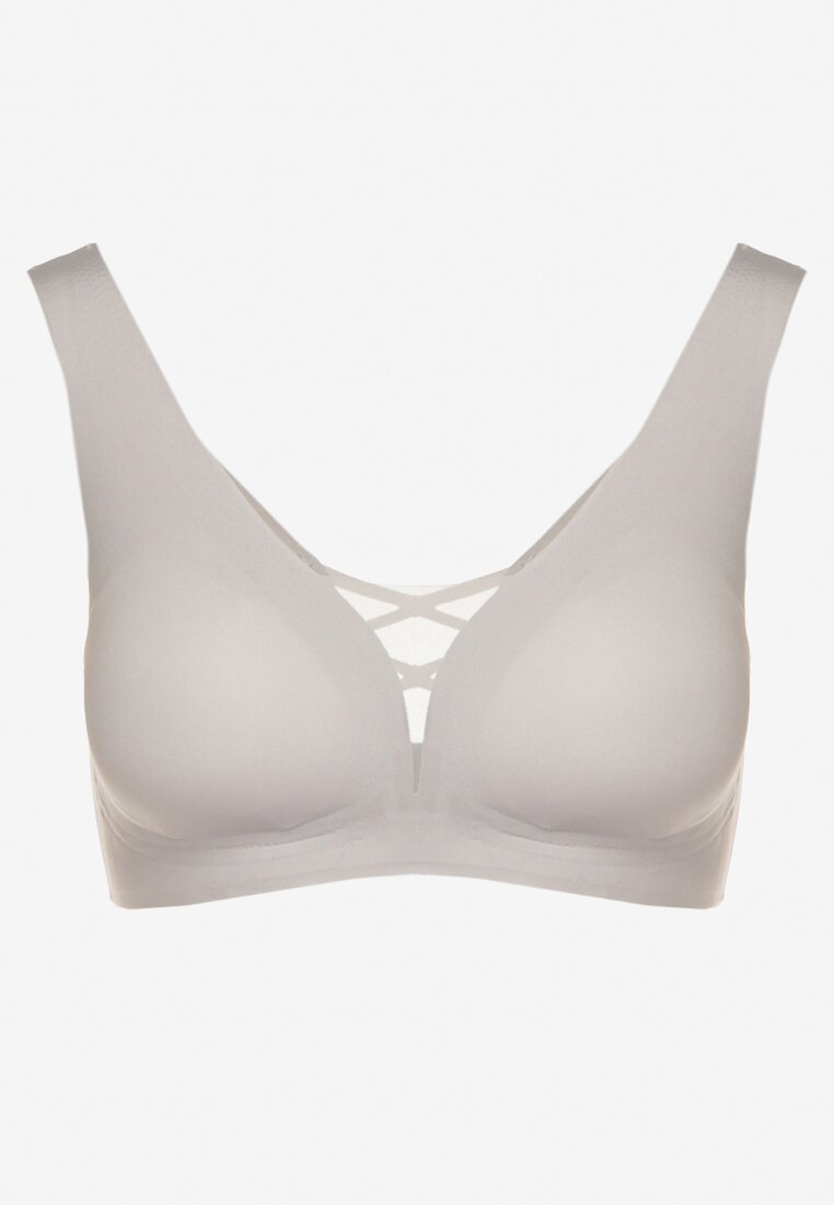 Sutien Sport Gri Decorat cu plasă și aplicație tip corset Salinalla