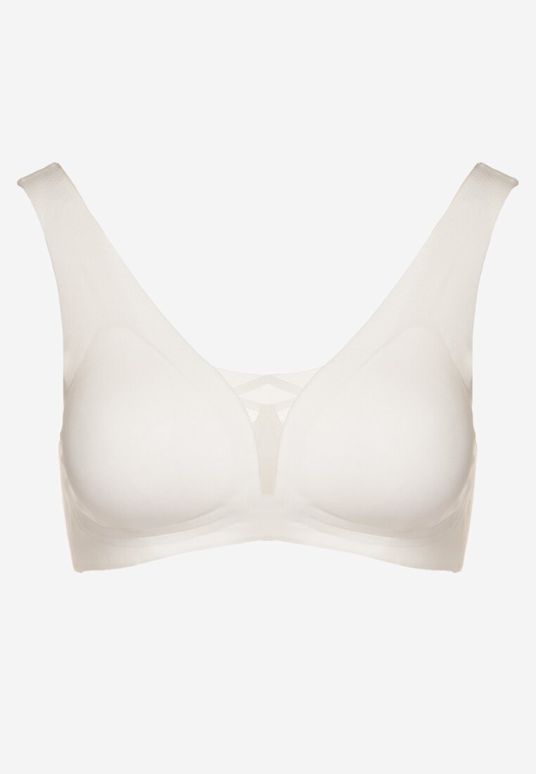 Sutien Sport Alb Decorat cu plasă și aplicație tip corset Salinalla