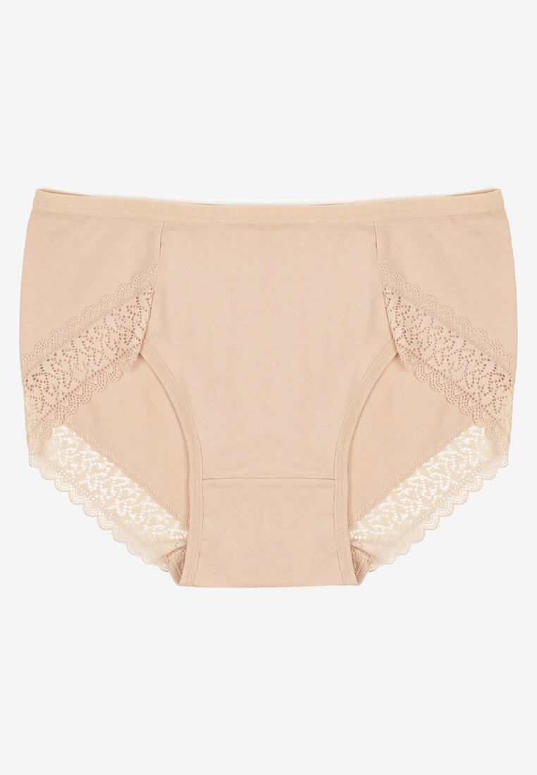 Chiloți Bej din Bumbac Decorați cu Dantelă Idilene